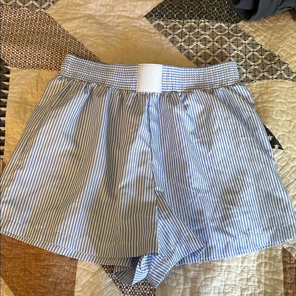 Blue Striped Women's Shorts